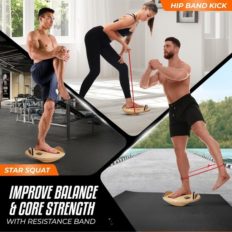 Tabla de Equilibrio de Madera  - Yoga Fitness Training reseña y precio